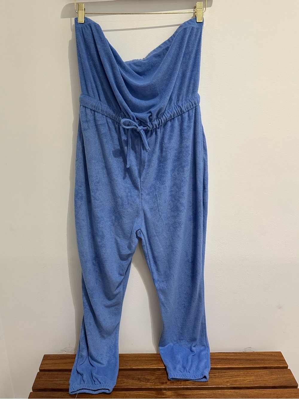 Derek Heart Light Blue Strapless Terry Romper Jumpsuit XL *NEW*